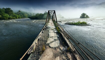 Crumbling bridge showing aging infrastructure
