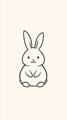 Fototapeta premium Cute simple line drawing of a bunny rabbit.