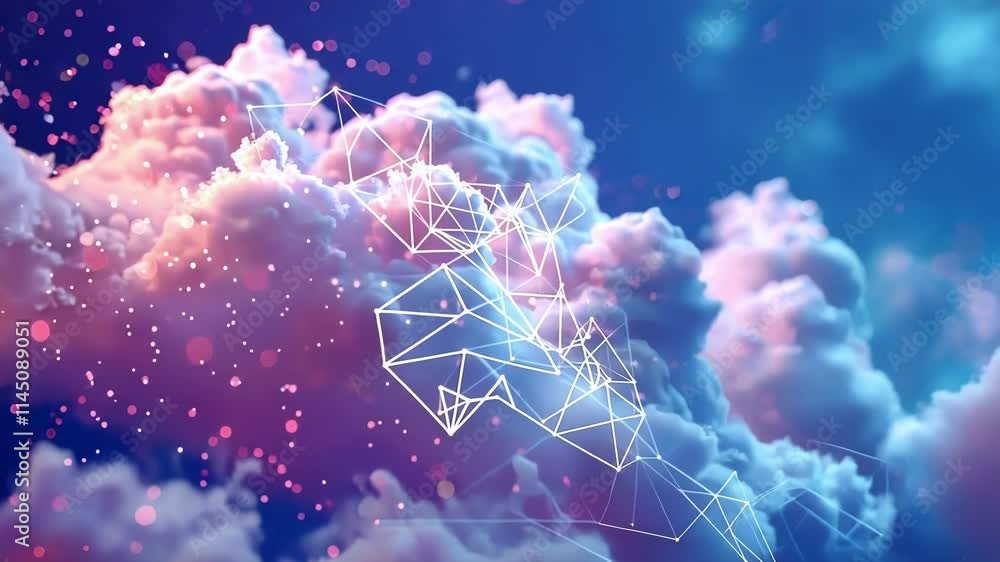 Poster connecting global networks through cloud computing and big data analysis, creating a stunning visual