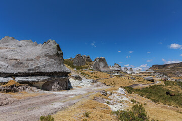 Pampachiri Stone Forest in Andahuaylas Peru. It is a spectacular rocky landscape in pointed or mushroom shapes, product of the eruption of the Qarwarasu and Sotaya volcanoes. 