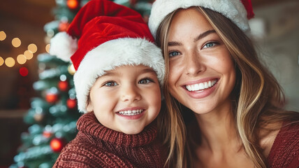 happy parents and children, friends celebrate Christmas and New Year