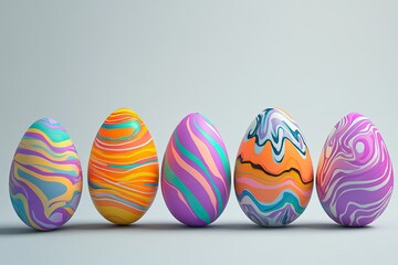 Fototapeta premium Funky abstract Easter egg designs with trendy gradients and textures