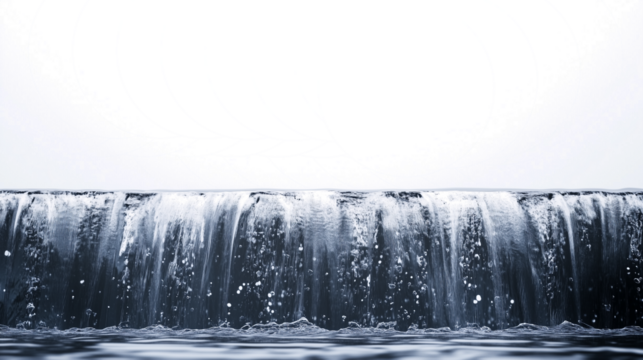 waterfall effect with misty droplets isolated on transparent background