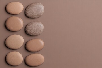 Minimalistic arrangement of smooth river stones, placed symmetrically.