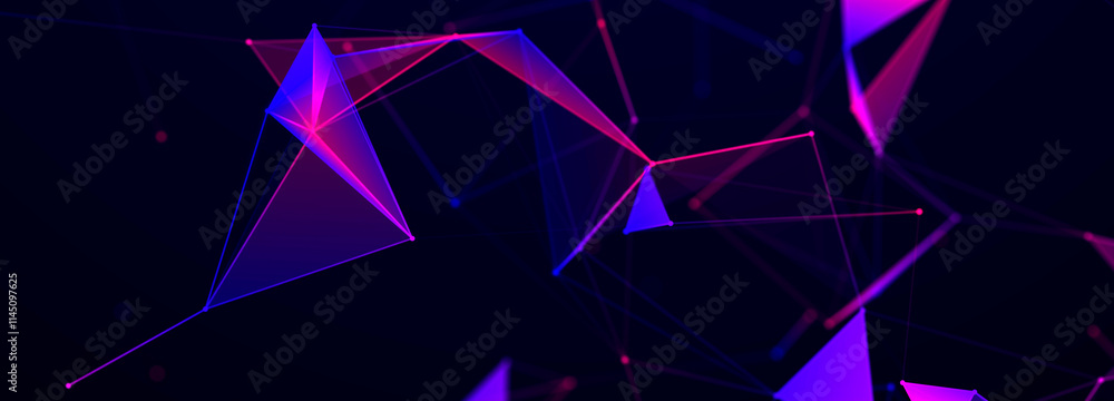 Poster colored polygonal structure. beautiful illustration with connected dots and lines. digital network b