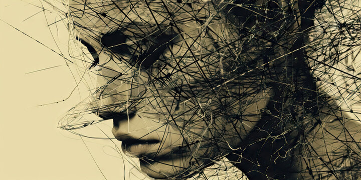 Abstract Portrait with Intersecting Lines