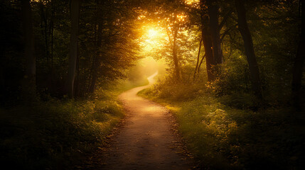 Obraz premium A sunlit forest path.