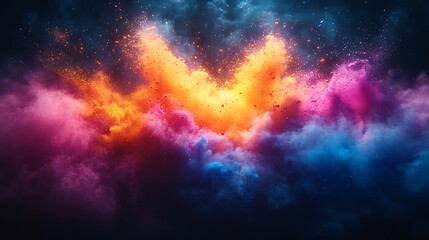 Colorful smoke burst illuminating dark abstract background with energy picture