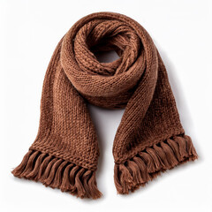 brown lambswool scarf isolated on white background