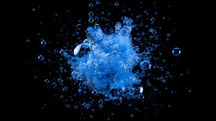 Pure effervescent vitality cosmetic refreshing hygiene hydrogen blue energy illustration of transparent carbonated blue gas bubbles. Effervescent. Illustration