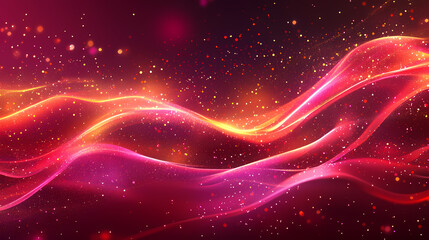 Fototapeta premium Red christmas abstract background. glowing background with golden dust, sparkles, shimmer, particles. new year mockup for celebrating. generative ai. Effervescent. Illustration