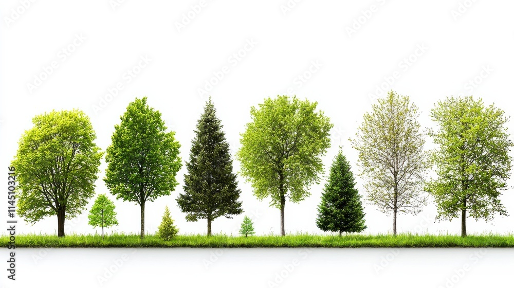 Aufkleber creating harmony planting a row of evergreen and deciduous trees in a serene landscape for enhanced 