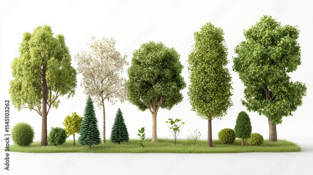 Aufkleber creating a harmonious landscape a mix of evergreen and deciduous trees in two rows nature setting de