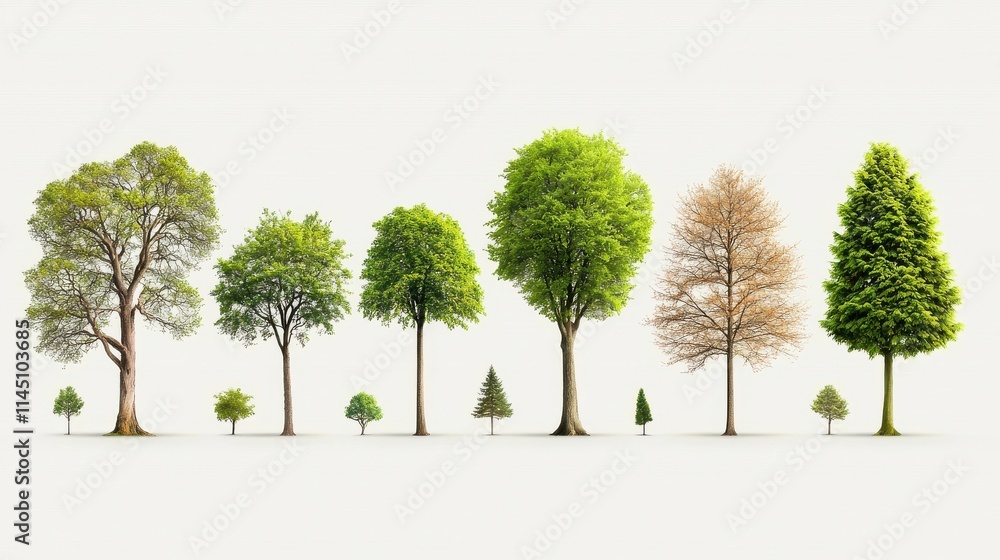 Aufkleber aligning a variety of forest trees in two rows of six a visual exploration of nature’s diversity in 