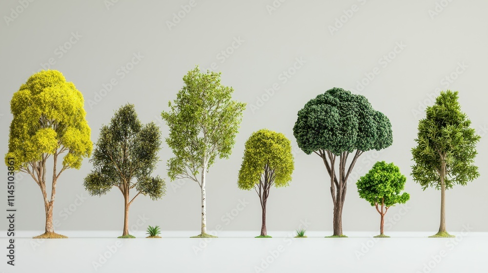 Aufkleber Displaying a variety of small rainforest trees in two standard formats a visual exploration of tropical flora in a controlled environment