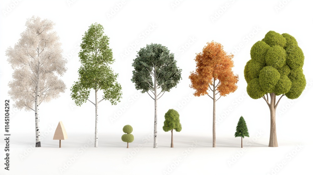 Aufkleber exploring diverse tree species from varied climates a standard display of nature's beauty in a contr
