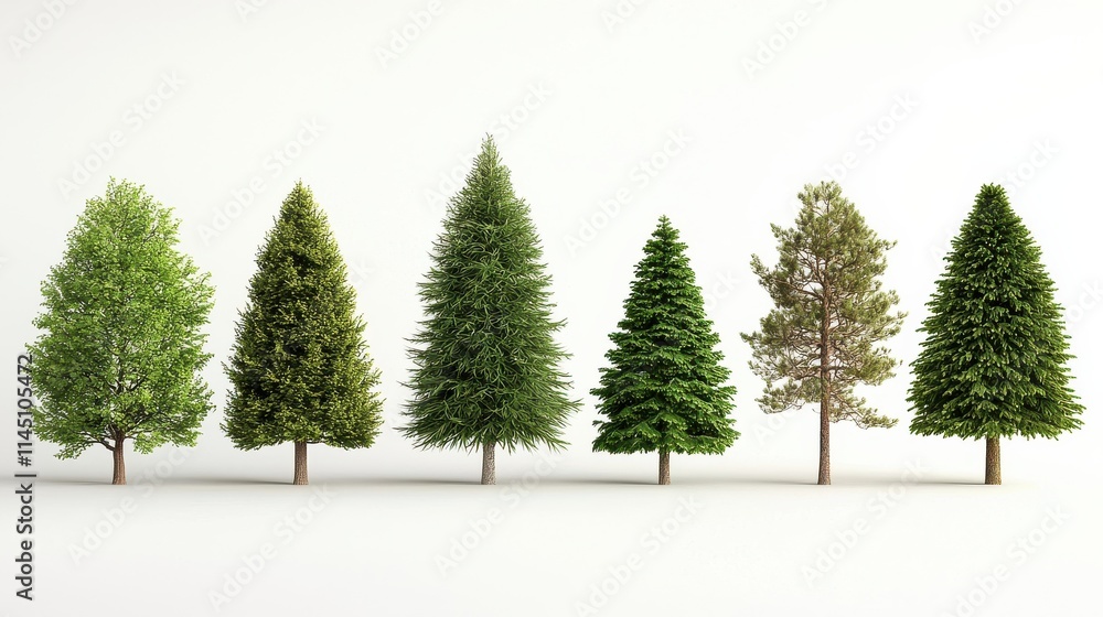 Aufkleber exploring different pine tree species aligned in two rows of standard height nature setting plant vi