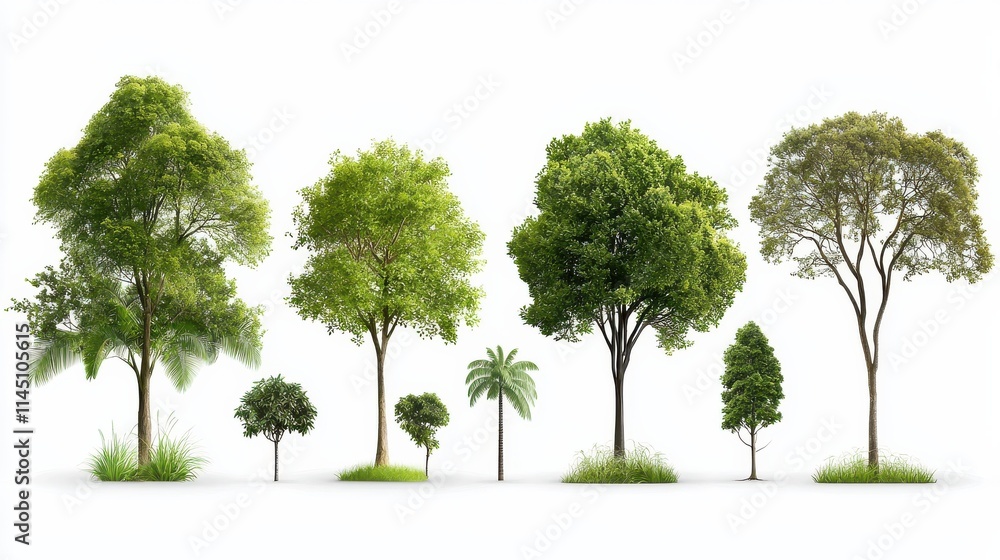 Aufkleber exploring diverse tropical tree species arranged in two rows a comprehensive guide to flora tropical