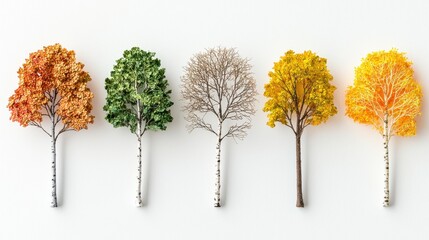 Fototapeta premium Aligning rare tree species in two rows of six on a standard display nature exhibition outdoor environment unique botanical showcase