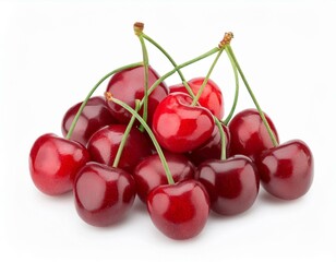 Sweet cherries pile is isolated on a background. Clipping path.