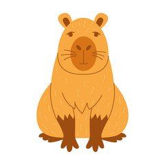 Cute capybara. Cartoon characters flat style vector illustration. 