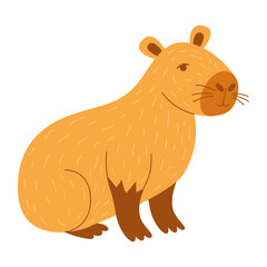 Cute capybara. Cartoon characters flat style vector illustration. 