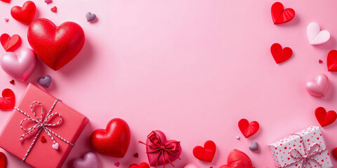 Happy valentine's day background with hearts and flowers, space for text