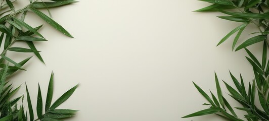 Fototapeta premium Lush green bamboo leaves natural background nature photography calm environment close-up view tranquility concept
