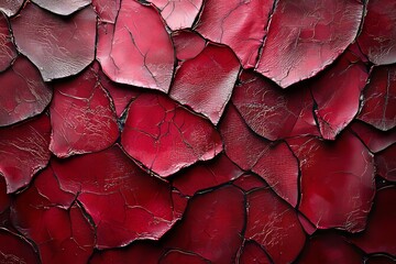 Obraz premium A background with a red, scratched wall texture, showcasing an abstract dark and shiny marble pattern.