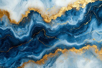 Fototapeta premium A background featuring white, blue, and gold marble for a wedding invitation, card, or banner, generated by AI.