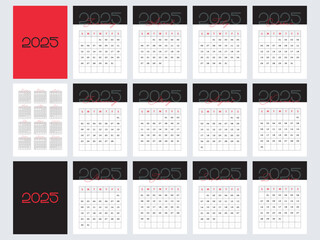 2025 vertical Desk Stand Calendar, 2025 Monthly Planner with Simple Design red color