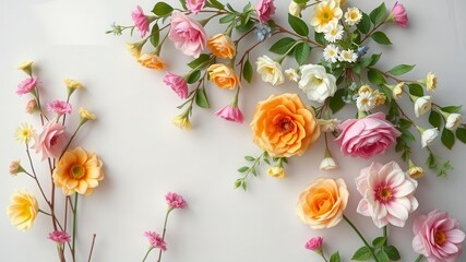 Artificial flowers wall in vintage style with pastel colors, perfect for wedding backdrop or home decor, colors, artificial, wall