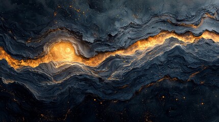 An abstract cosmic background featuring gold metallic foil and marbled textures, with sacred geometry and a celestial motif, created using generative AI. Illustration of Sacred Geometry.