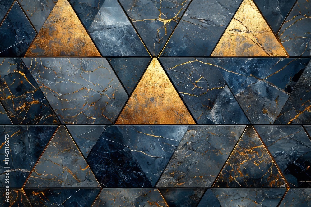 Aufkleber an abstract geometric backdrop featuring a marble mosaic inlay. wall tiles with a mix of artificial 