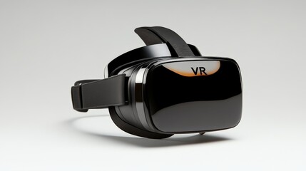 Sleek black standalone VR headset on a minimalist white background emphasizing cutting-edge virtual reality design and advanced gaming hardware innovation
