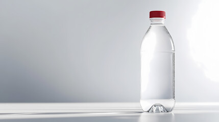 A sleek bottle of effervescent water stands out against a crisp white backdrop, embodying a refreshing allure ideal for beverage promotions. Effervescent. Illustration