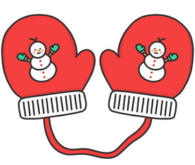 겨울 크리스마스 눈사람 아이콘 겨울소품 겨울필수품 장갑 눈사람장갑 일러스트