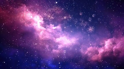 Fototapeta premium Colorful nebula in outer space with shimmering stars and vibrant cosmic clouds