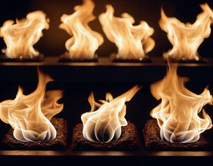 Fototapeta premium Flashes of fire on a black background.