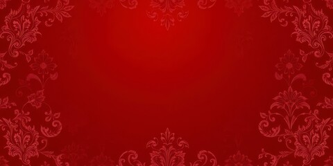 Red damask pattern background with intricate floral and leaf motifs in a deep crimson hue, design, floral