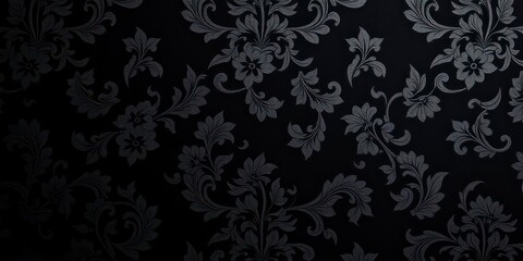 Luxurious black charcoal floral wallpaper with intricate design, high-end, wallpaper, luxury