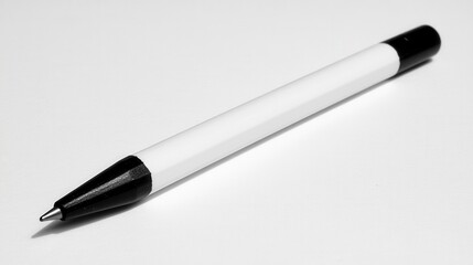 Simple and Elegant White and Black Pen on a Clean Background Ideal for Office and School Supplies, Writing Tools, Creativity, and Minimalist Designs