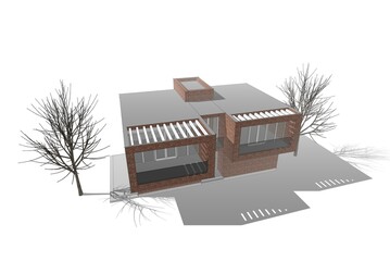 Modern house architectural 3d rendering