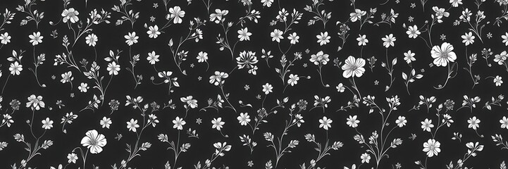 Seamless charcoal small floral elements wallpaper design, nature, monochromatic, charcoal