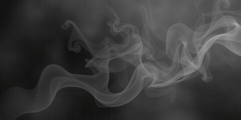 Obraz premium Abstract smoke swirling against dark black background, creating a mysterious and dynamic atmosphere, background, abstract, texture