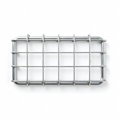 Steel grid frame fence piece on a white background.