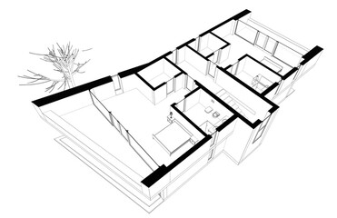 Modern house architectural 3d rendering