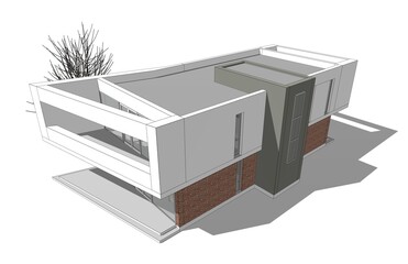Modern house architectural 3d rendering
