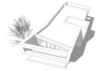 Modern house architectural 3d rendering