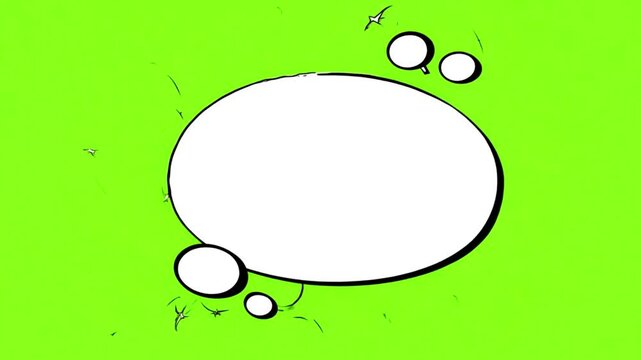 Speech bubble for text, pop up chat box, message box cartoon animated icon. Text box on Green Screen. Box style talk sign symbol with green screen template for explanation video. 4k video